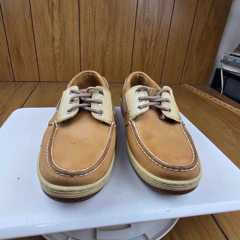 Sperry Top-Sider Mens Billfish 3-Eye Boat Shoes Tan Leather Mesh 0799023 10M
